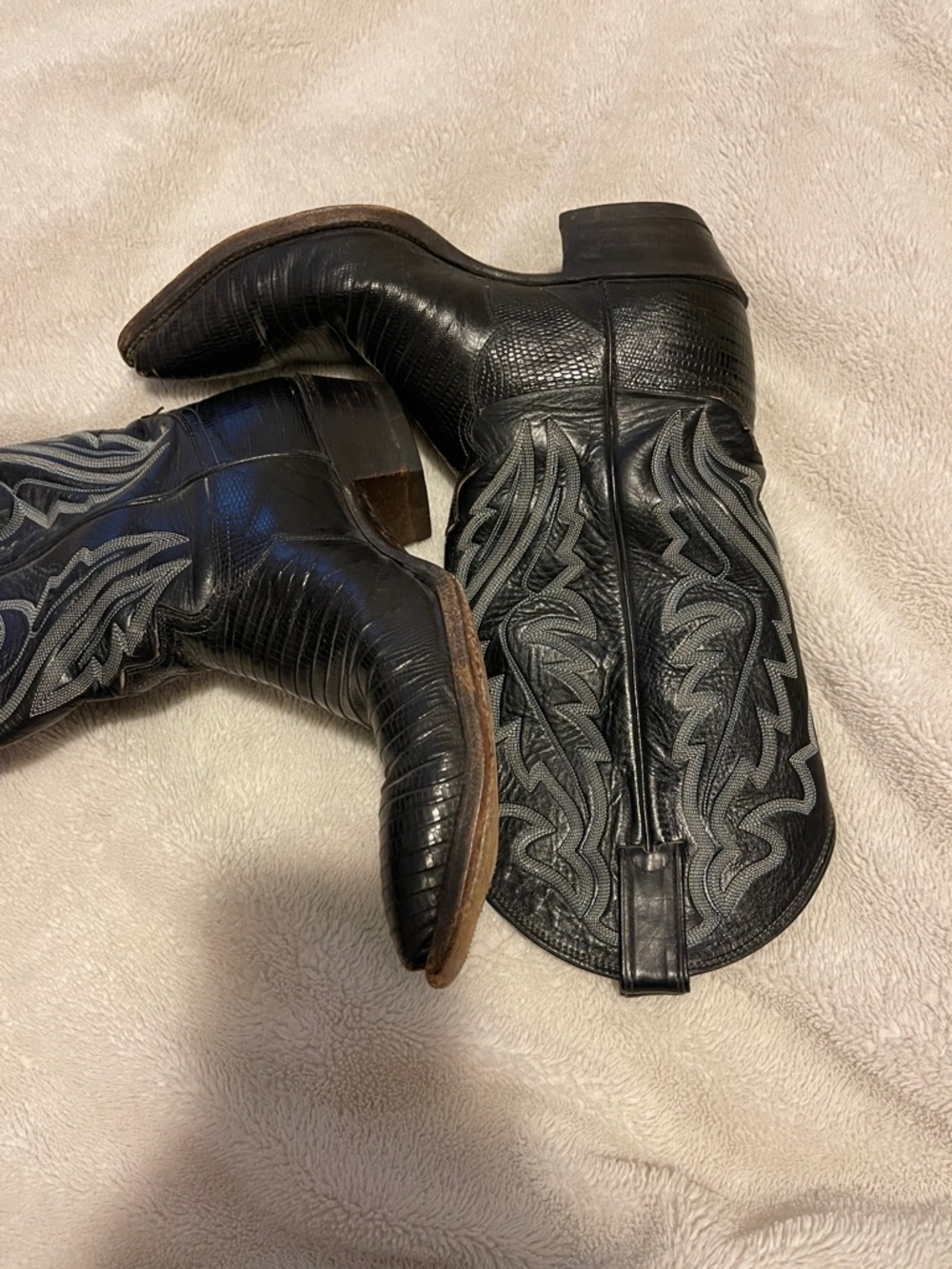 Justin Men's Black Western Embroidered Cowboy Boots 8 black